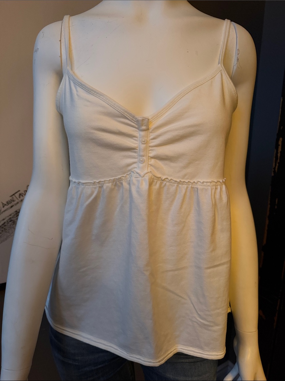 Hollister White Spaghetti Strap Babydoll Camisole